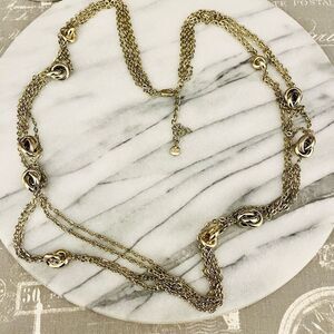 Alfani Layered Chain Necklace Gold Toned Metal Knot Accent‎